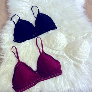 Bundle of 3 bralettes - black, white, red